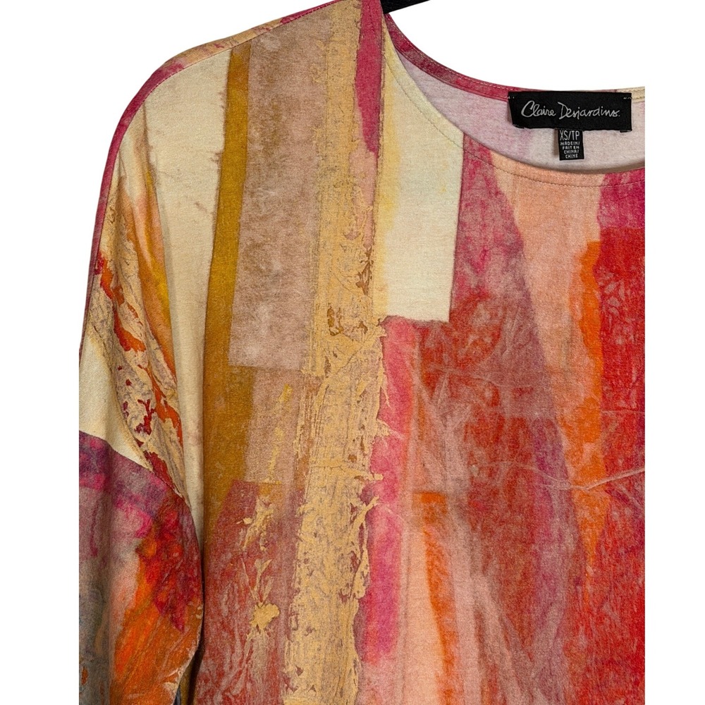 Claire Desjardins Abstract Print Top Tunic 3/4 Sleeve‎ Women XS - Picture 9 of 11